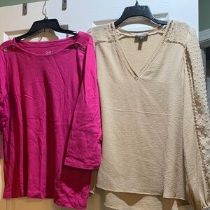 Pink and Beige Women's Tops Set